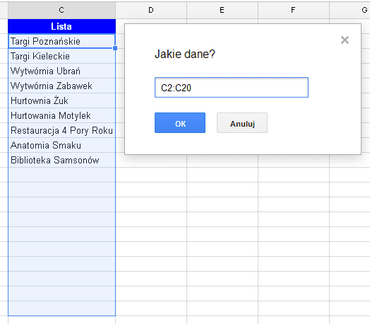 Google Docs 1 - Lista rozwijana z opcją wyszukiwania 04