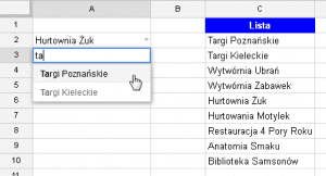 Google Docs 1 - Lista rozwijana z opcją wyszukiwania 08