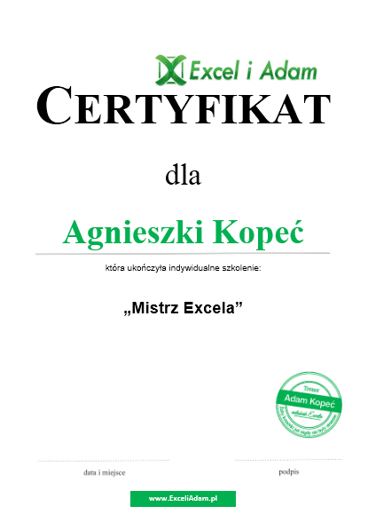 Przykładowy certyfikat