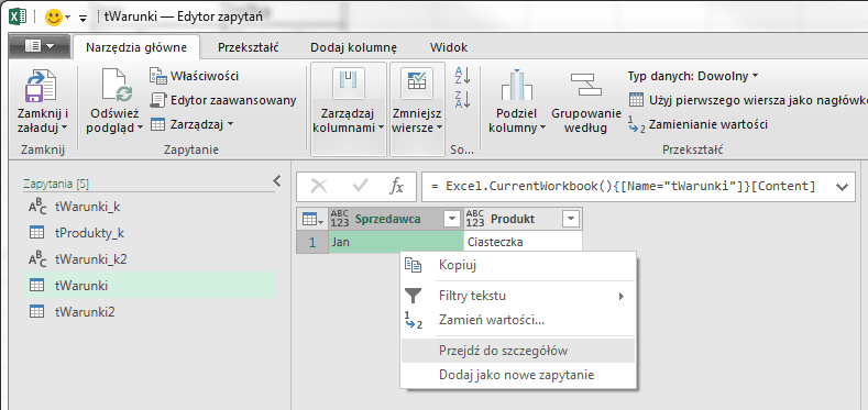 PQ 10 - Jak pobierać wartość z Excela do PowerQuery 03