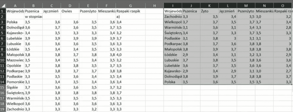 Rys. nr 24 – Druga tabelka wklejona do Excela (z uwzględnionymi filtrami)